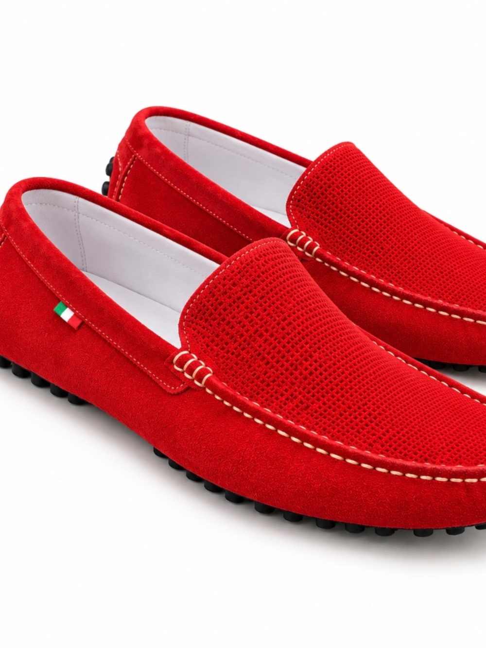 Italy Red Suede Driving Loafers Men’s 10 US 43 EU NIB Luxury Moc Slip On
